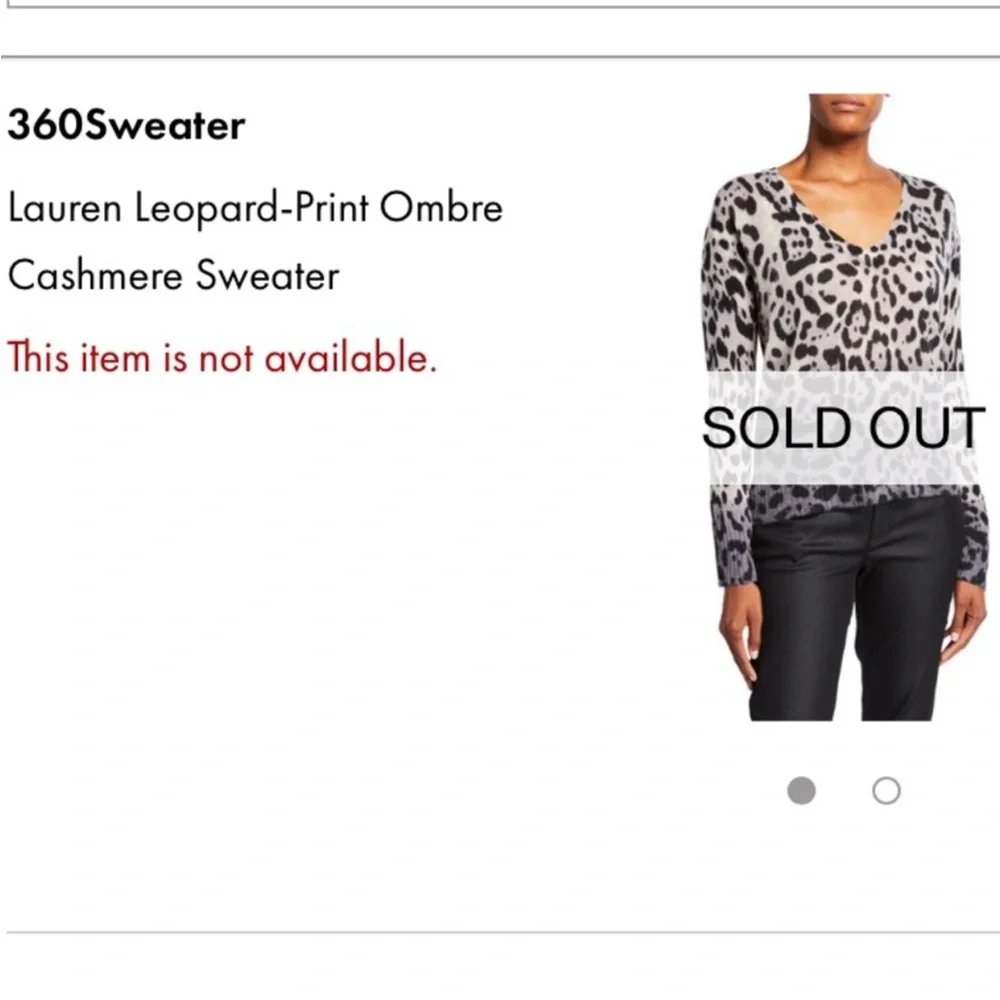 360 Cashmere Lauren Leopard Print Ombré 100% Cashmere Sweater Sz XS